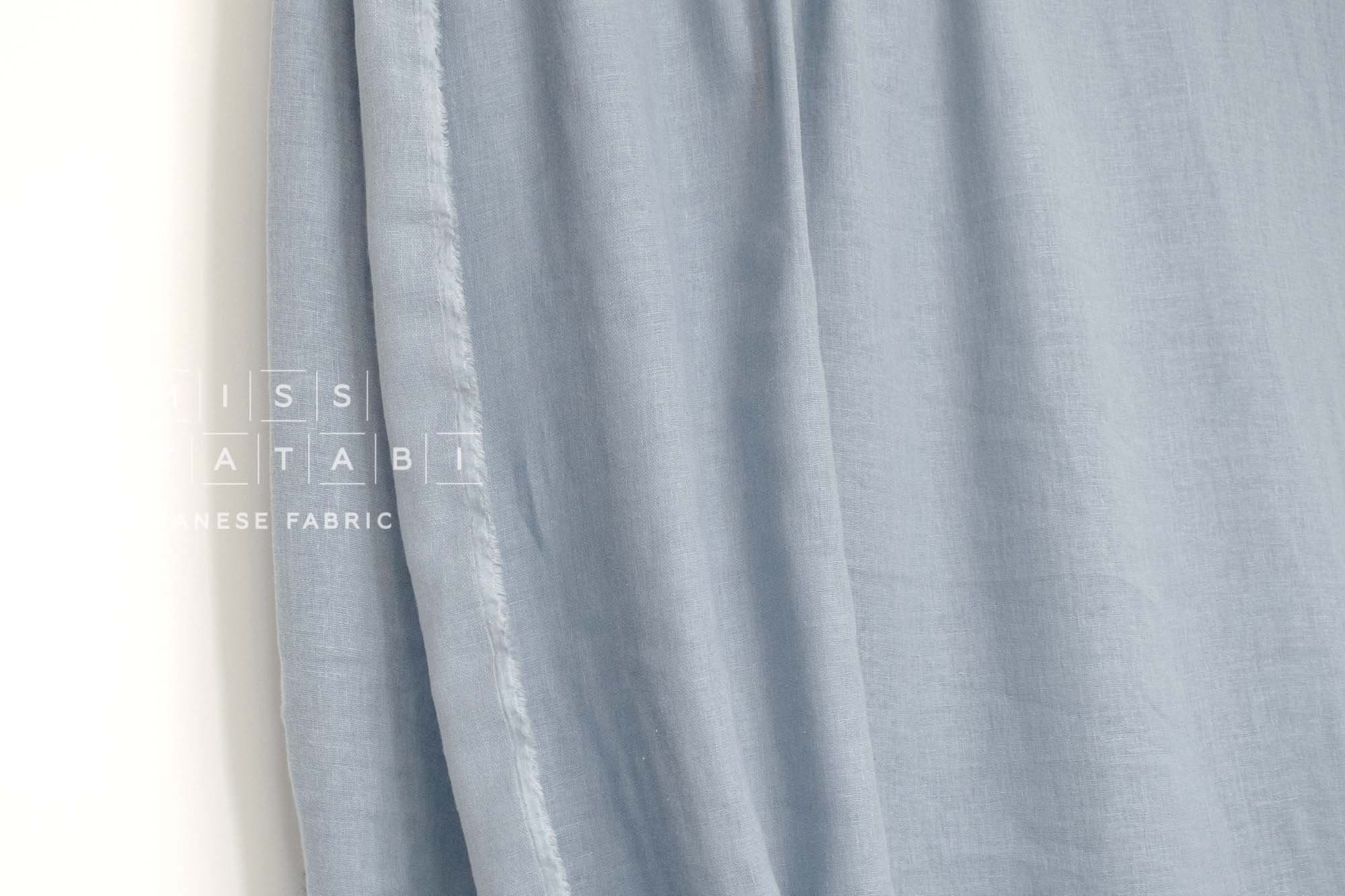 Japanese Fabric Solid Linen Blend Double Gauze - grey blue - 50cm