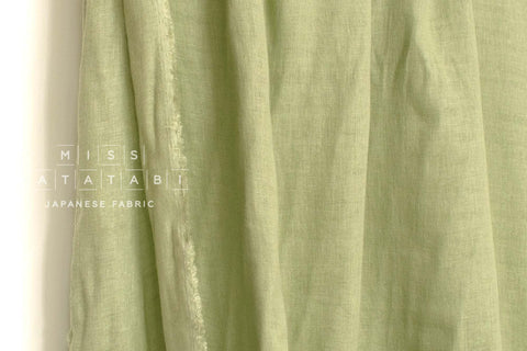 Japanese Fabric Solid Linen Blend Double Gauze - green - 50cm