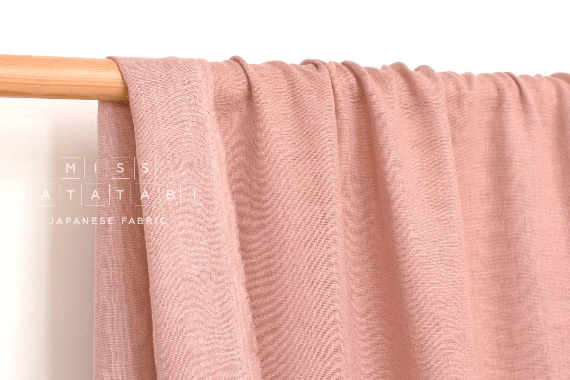 Japanese Fabric Solid Linen Blend Double Gauze - pink - 50cm