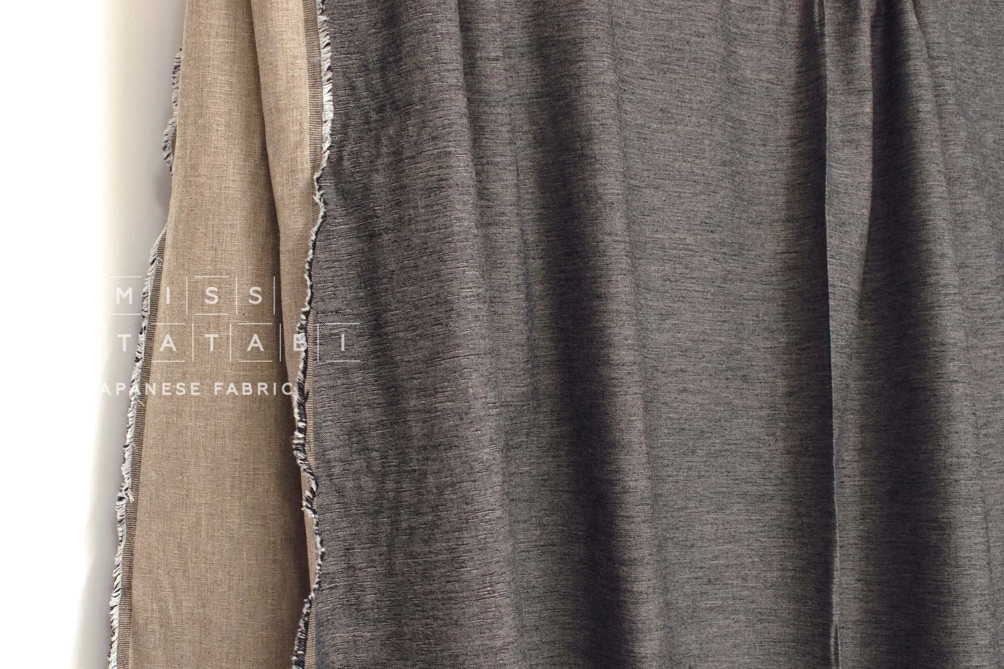 Japanese Fabric Yarn Dyed Woven Jacquard - black, latte - 50cm