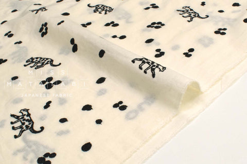Japanese Fabric Kokka Echino Embroidered Leopard - A - 50cm