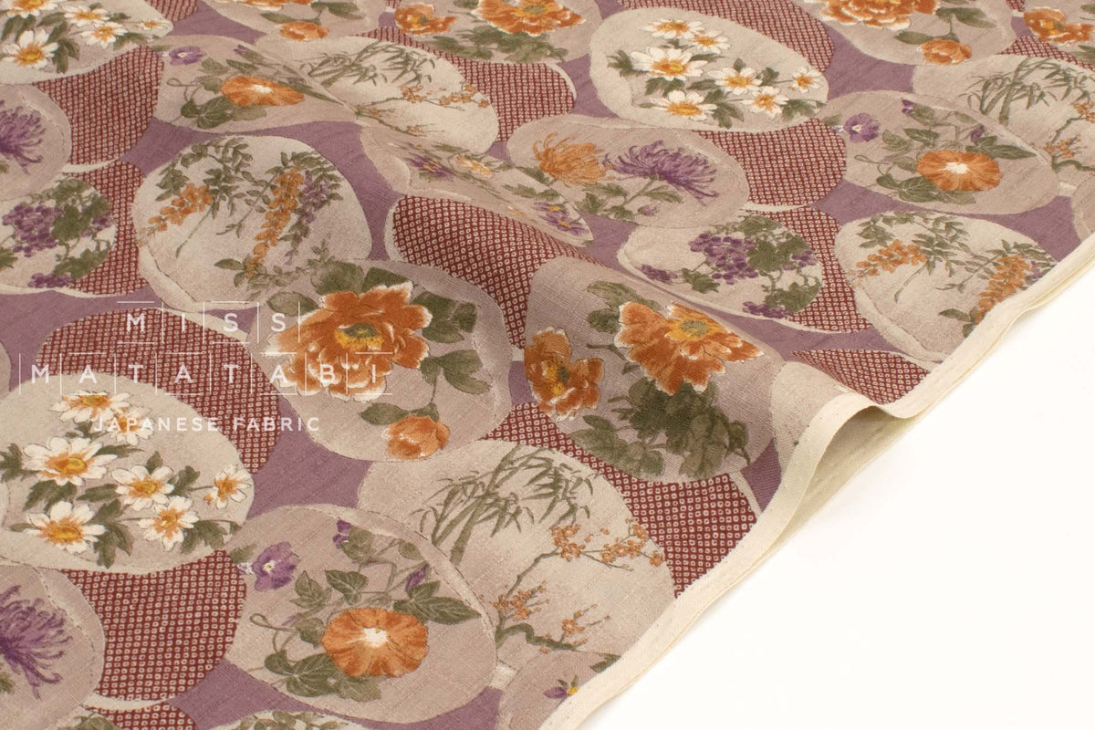 Japanese Fabric Kai Hana Monyo - E - 50cm