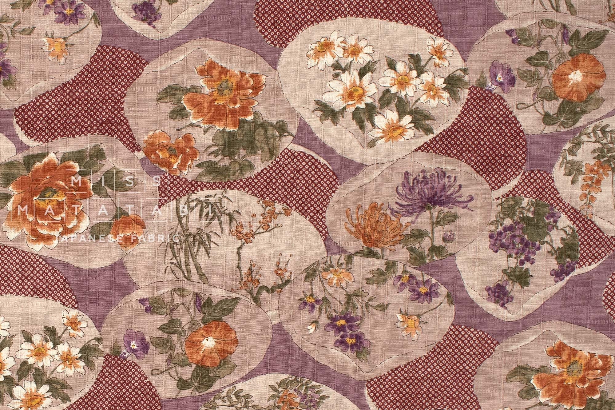 Japanese Fabric Kai Hana Monyo - E - 50cm