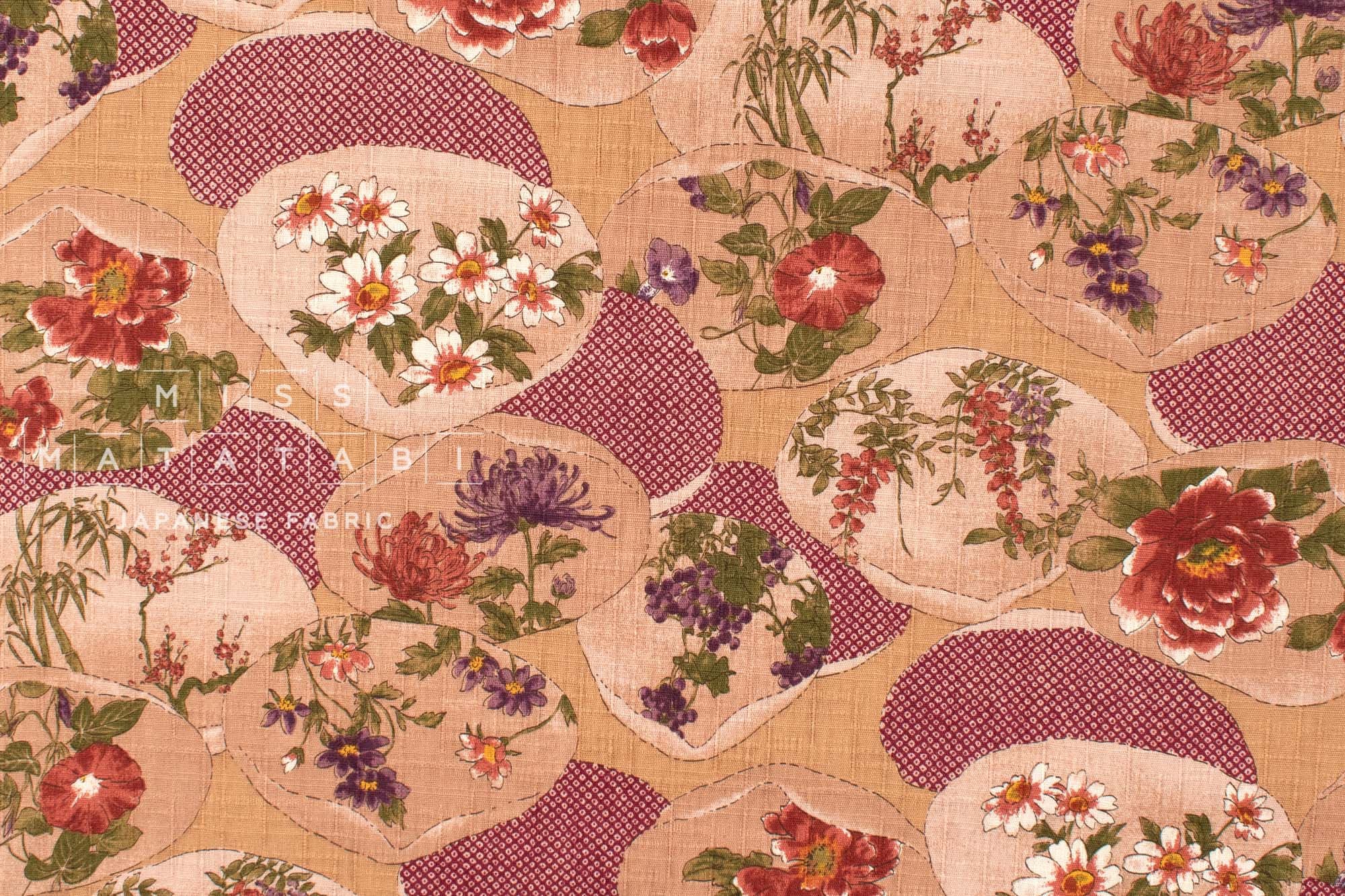 Japanese Fabric Kai Hana Monyo - A - 50cm