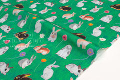 Japanese Fabric Brilliant Bunnies - green - 50cm
