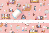 Japanese Fabric Sento Bathhouse Cats - pink - 50cm