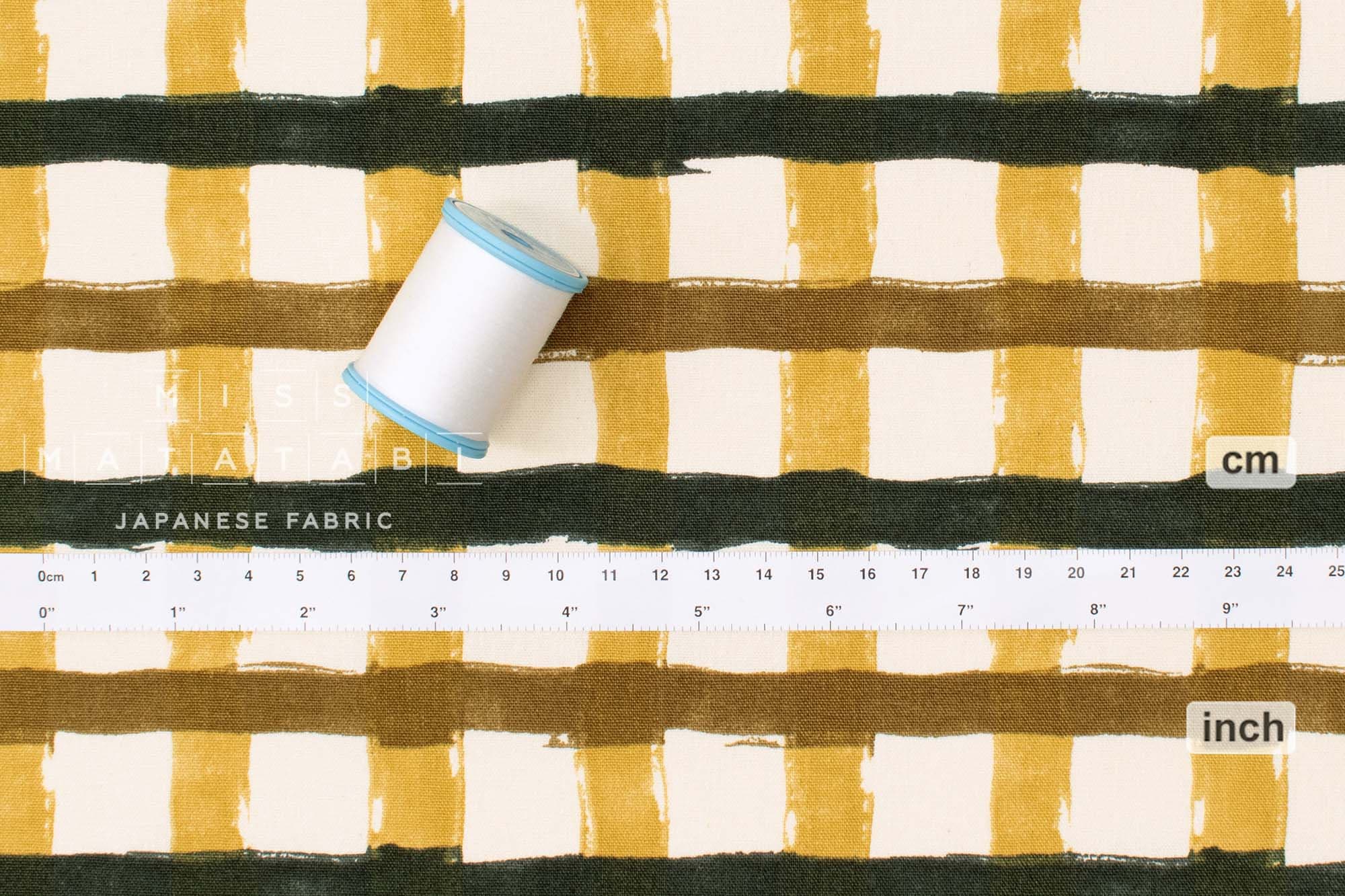 Japanese Fabric Recycled Cotton Canvas Check - C - 50cm