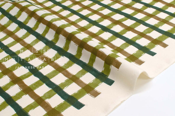 Japanese Fabric Recycled Cotton Canvas Check - D - 50cm