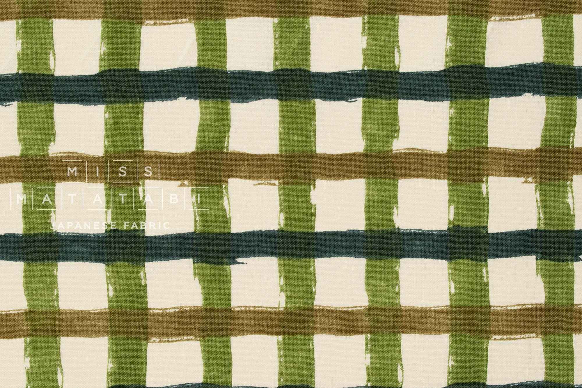 Japanese Fabric Recycled Cotton Canvas Check - D - 50cm