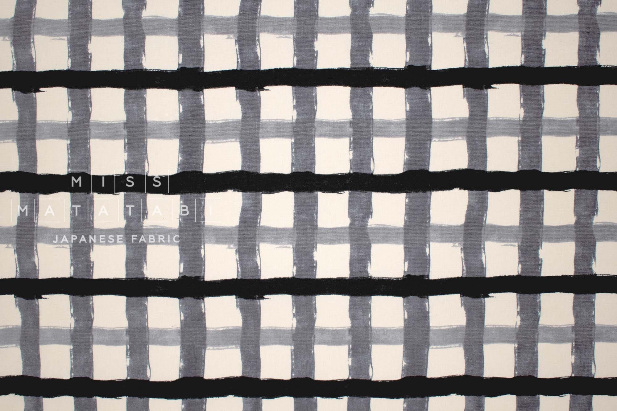Japanese Fabric Recycled Cotton Canvas Check - F - 50cm