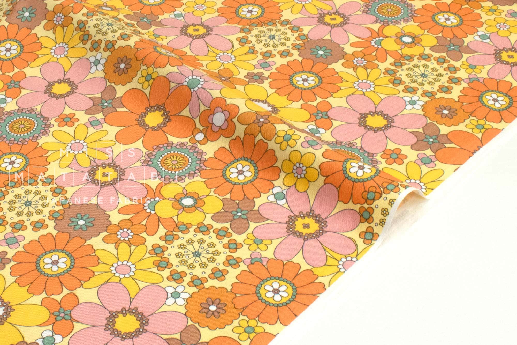 Japanese Fabric Retro Vintage Flowers - B - 50cm