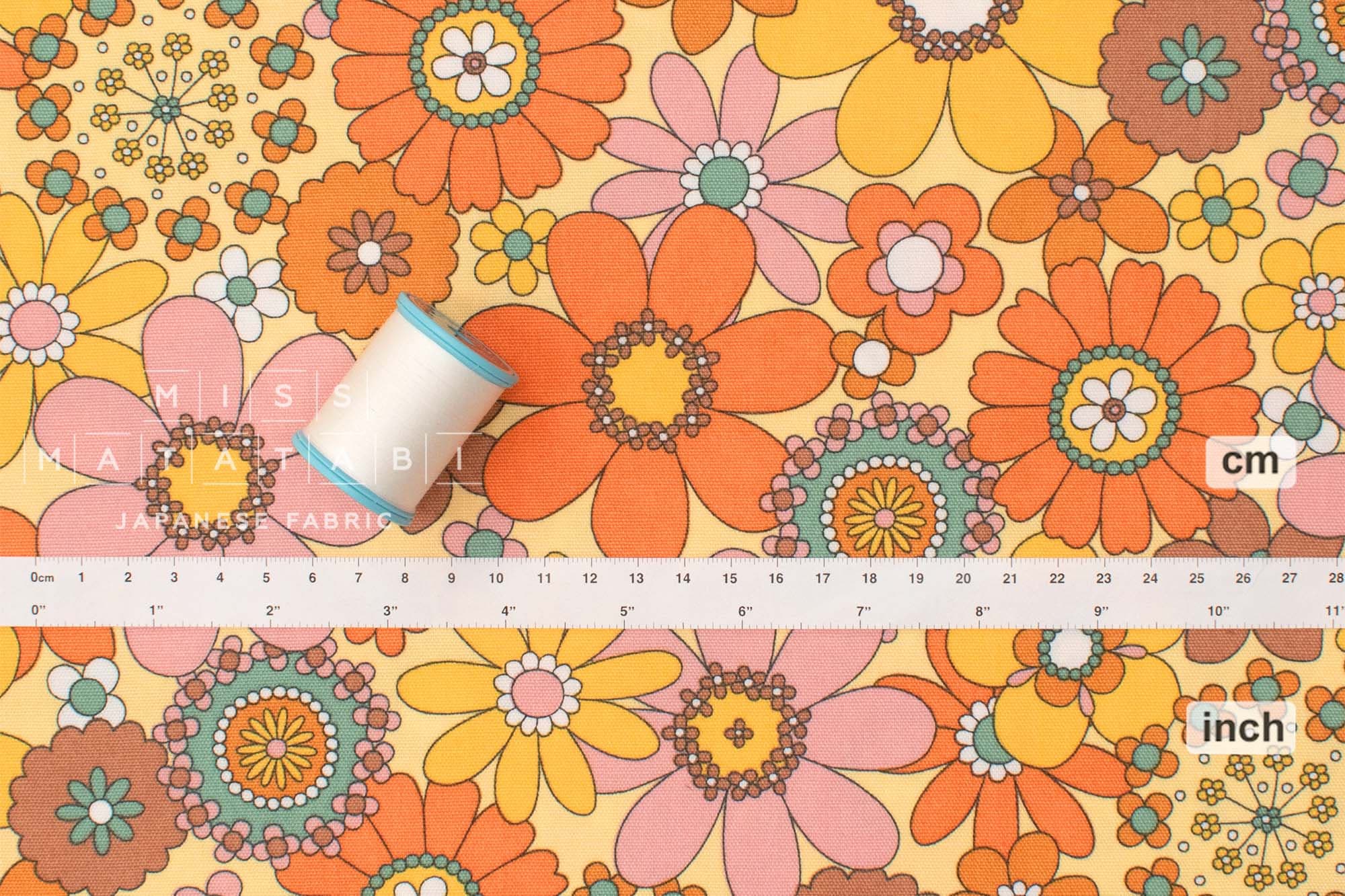 Japanese Fabric Retro Vintage Flowers - B - 50cm