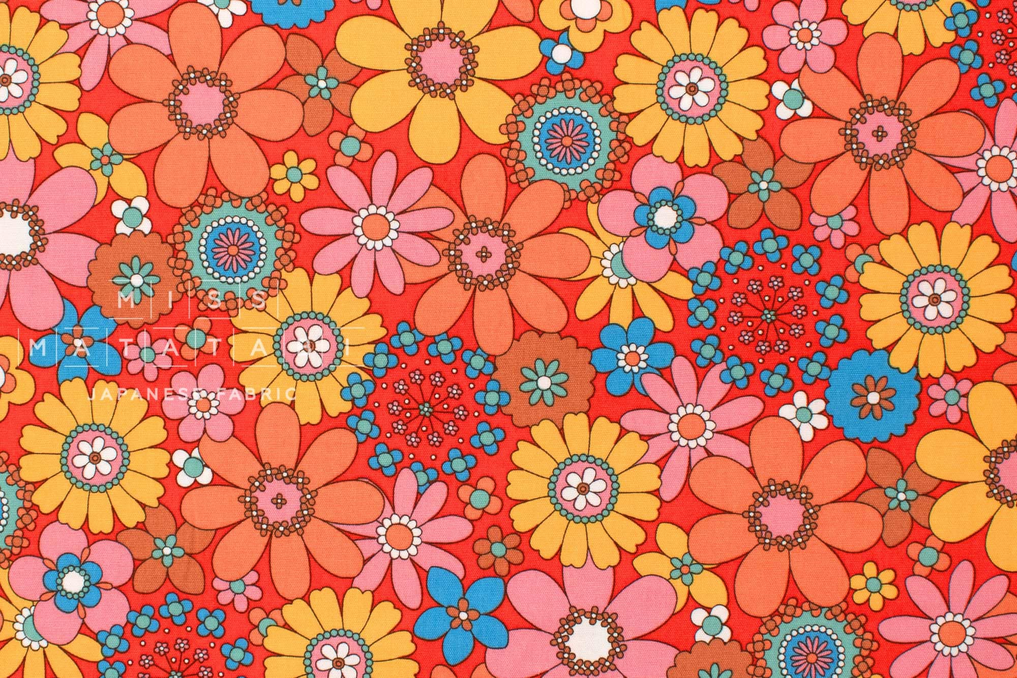 Japanese Fabric Retro Vintage Flowers - E - 50cm
