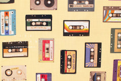Japanese Fabric Cassette Tapes - grid - 50cm