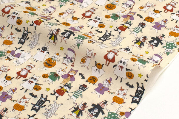 Japanese Fabric Halloween Cats - cream - 50cm