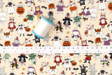 Japanese Fabric Halloween Cats - cream - 50cm