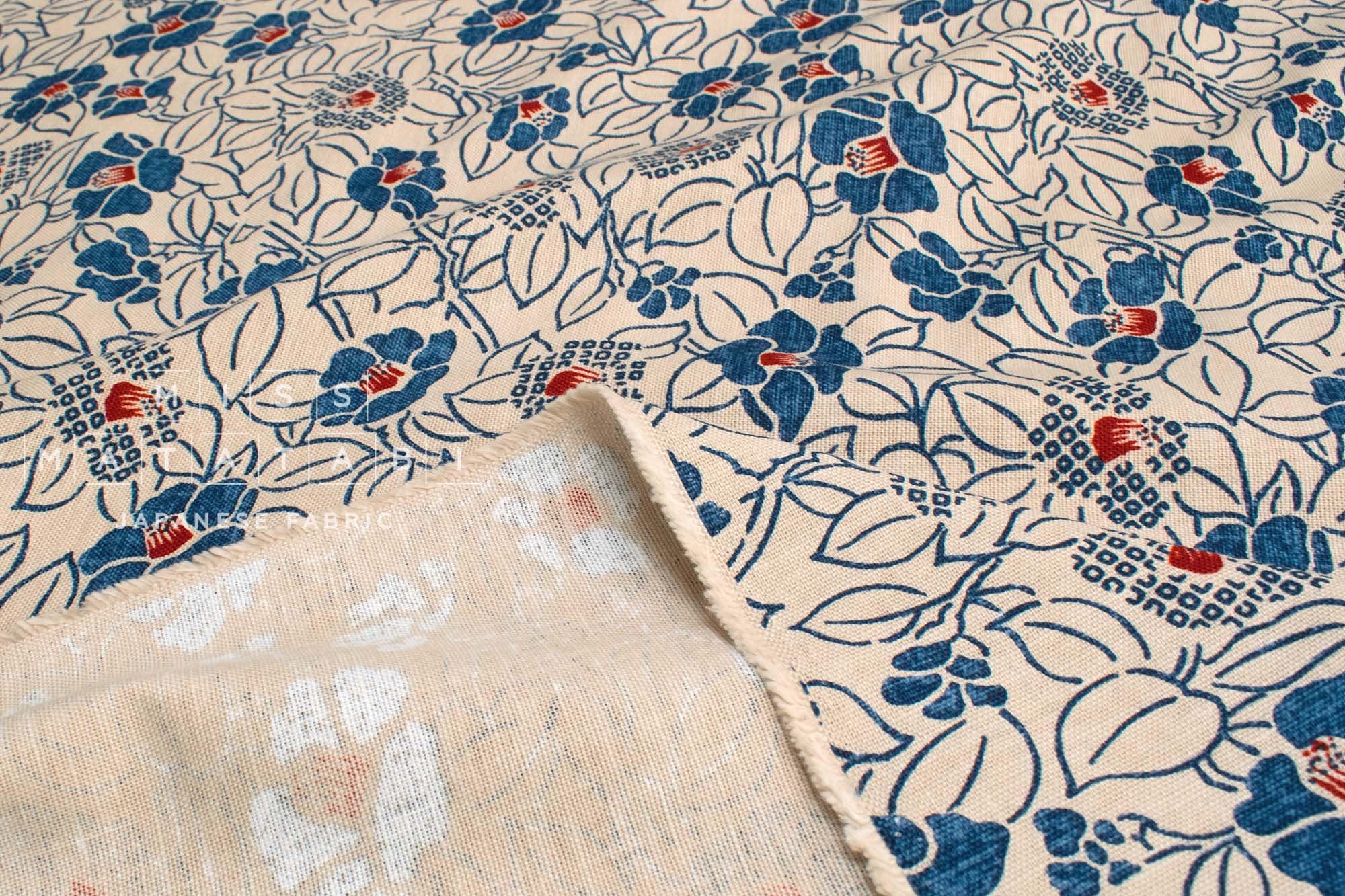 Japanese Fabric Tsubaki Camellia - 7B - 50cm
