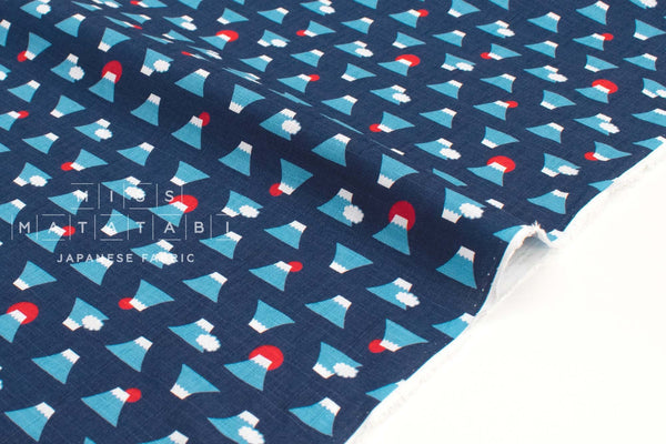 Japanese Fabric Mt Fuji - blue - 50cm