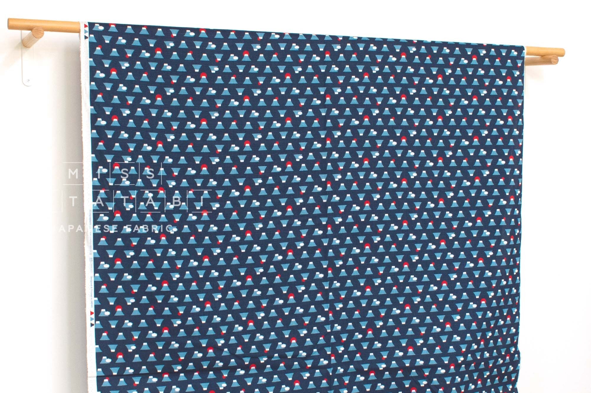 Japanese Fabric Mt Fuji - blue - 50cm