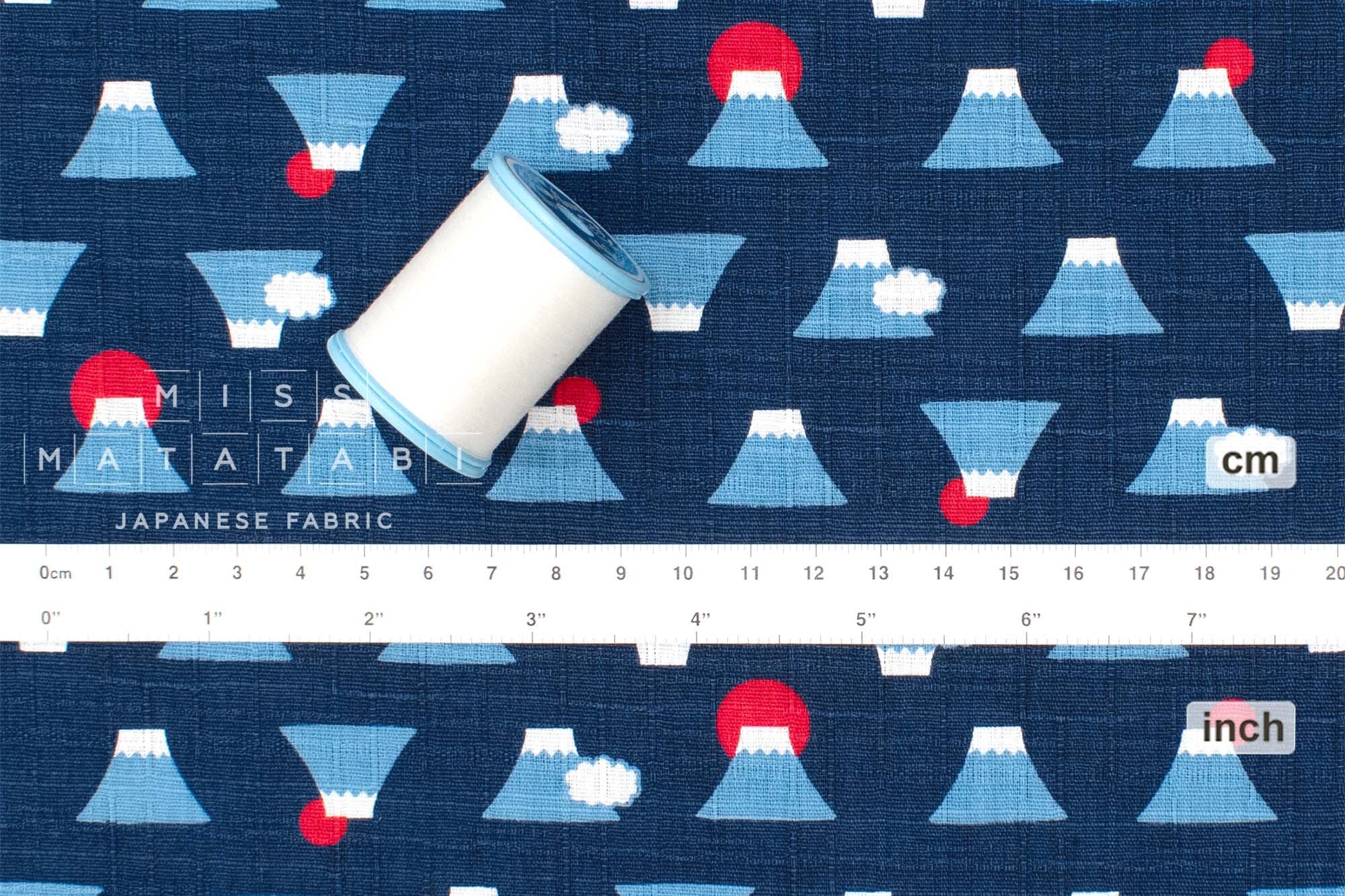Japanese Fabric Mt Fuji - blue - 50cm