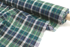 Japanese Fabric Shokunin Collection Yarn-Dyed Madras Check - green, blue - 50cm
