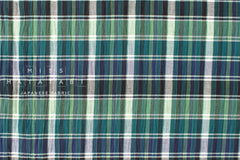 Japanese Fabric Shokunin Collection Yarn-Dyed Madras Check - green, blue - 50cm