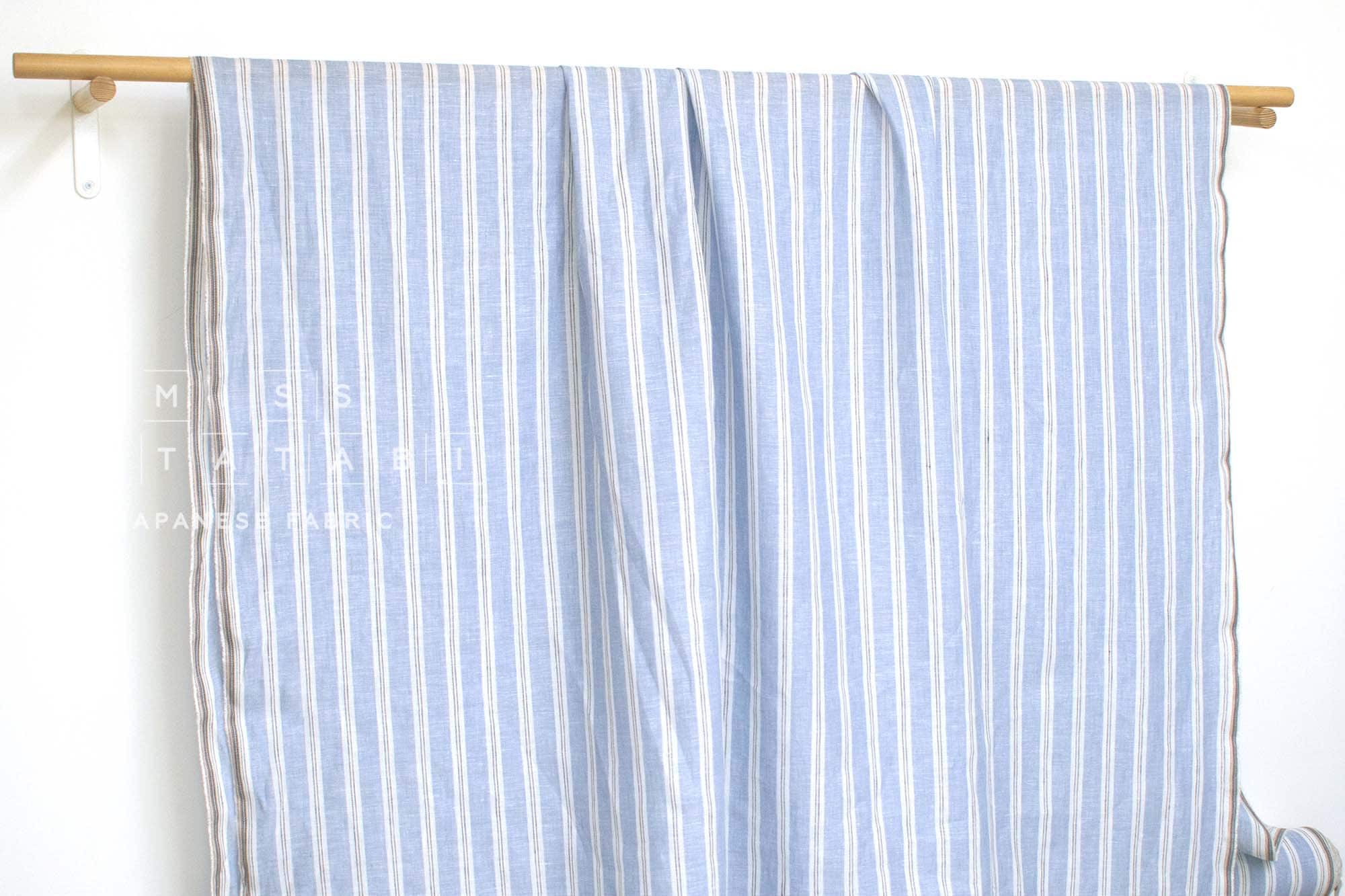 DEADSTOCK Japanese Fabric 100% Linen Stripes - A1 -  50cm