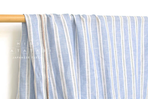 DEADSTOCK Japanese Fabric 100% Linen Stripes - A1 -  50cm