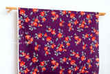 Japanese Fabric Watercolor Tsubaki Camellia - purple - 50cm