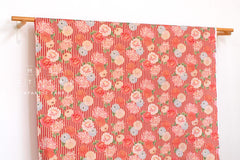Japanese Fabric Metallic Gold Peony - red, pink, gold - 50cm