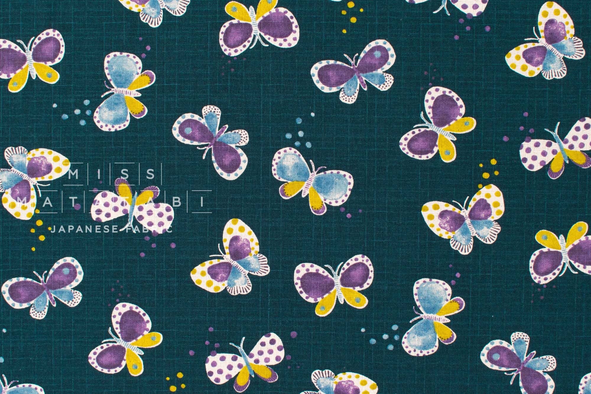 Japanese Fabric Butterly Dreams - dark indigo blue - 50cm