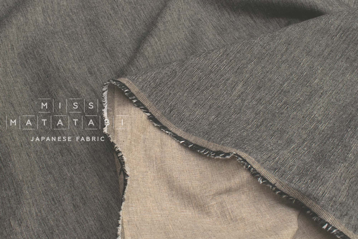 Japanese Fabric Yarn Dyed Woven Jacquard - black, latte - 50cm