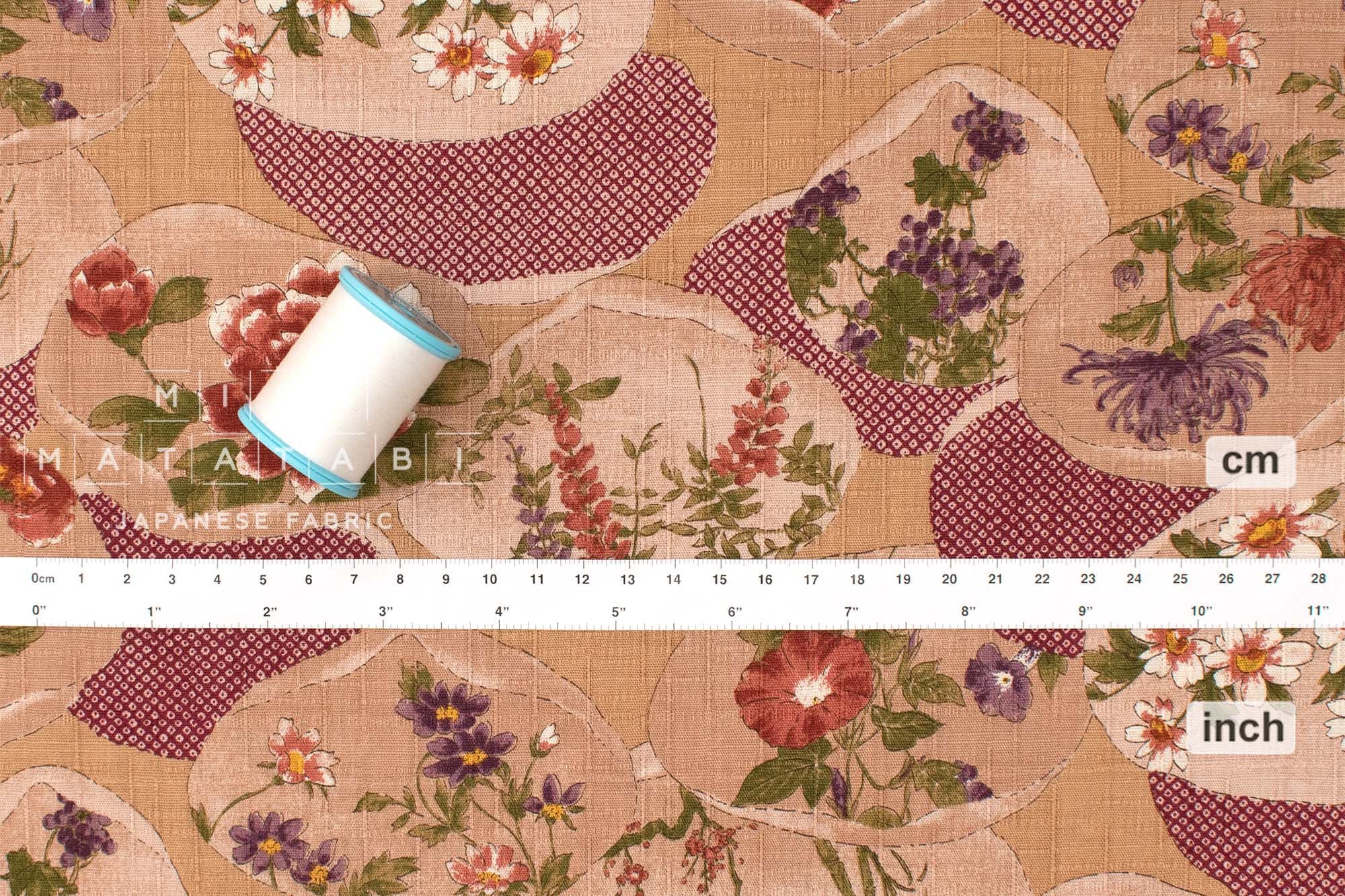 Japanese Fabric Kai Hana Monyo - A - 50cm