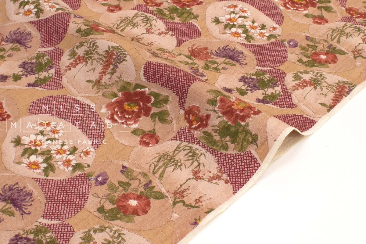Japanese Fabric Kai Hana Monyo - A - 50cm