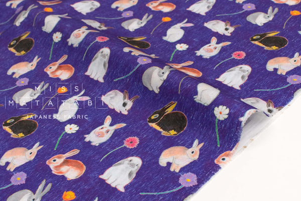 Japanese Fabric Brilliant Bunnies - purple - 50cm