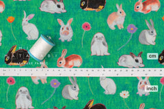 Japanese Fabric Brilliant Bunnies - green - 50cm