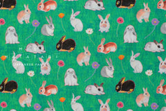 Japanese Fabric Brilliant Bunnies - green - 50cm