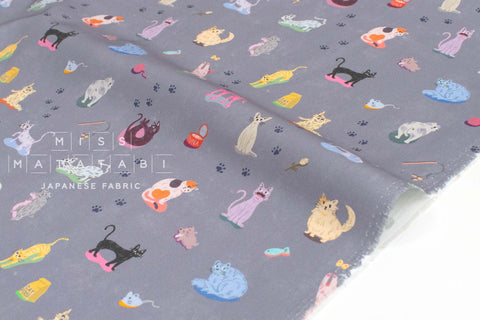 Japanese Fabric Cats At Play - grey - 50cm