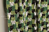 Japanese Fabric Kitty Kitty Interlock Knit - green, black - 50cm