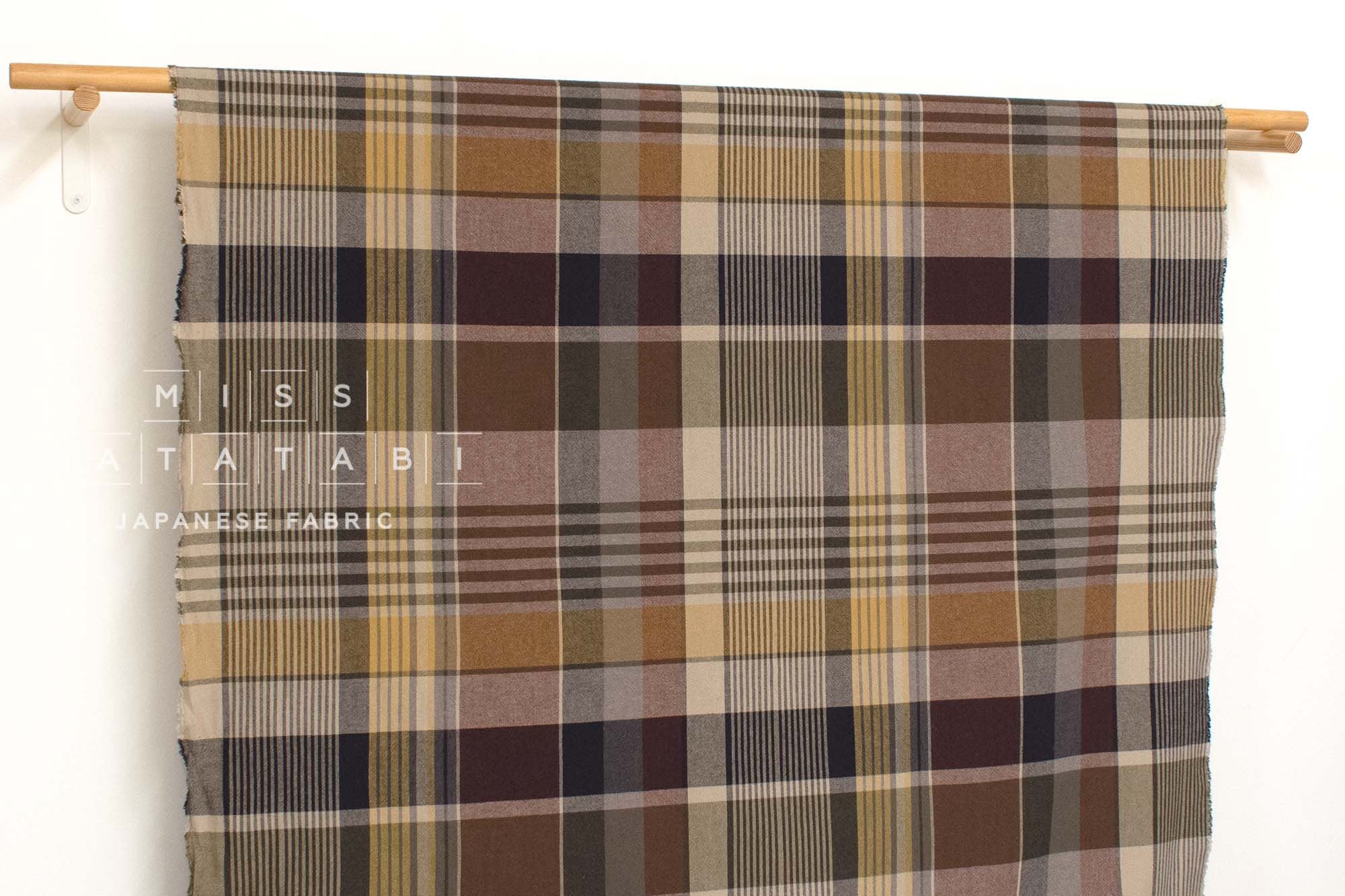 Japanese Fabric Shokunin Collection Deadstock Yarn-Dyed Big Plaid - 2 - 50cm