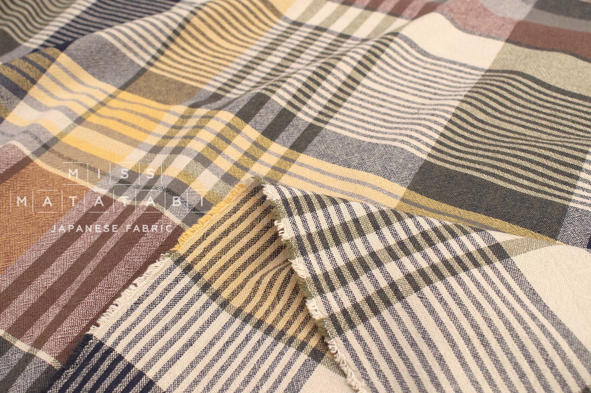 Japanese Fabric Shokunin Collection Deadstock Yarn-Dyed Big Plaid - 2 - 50cm
