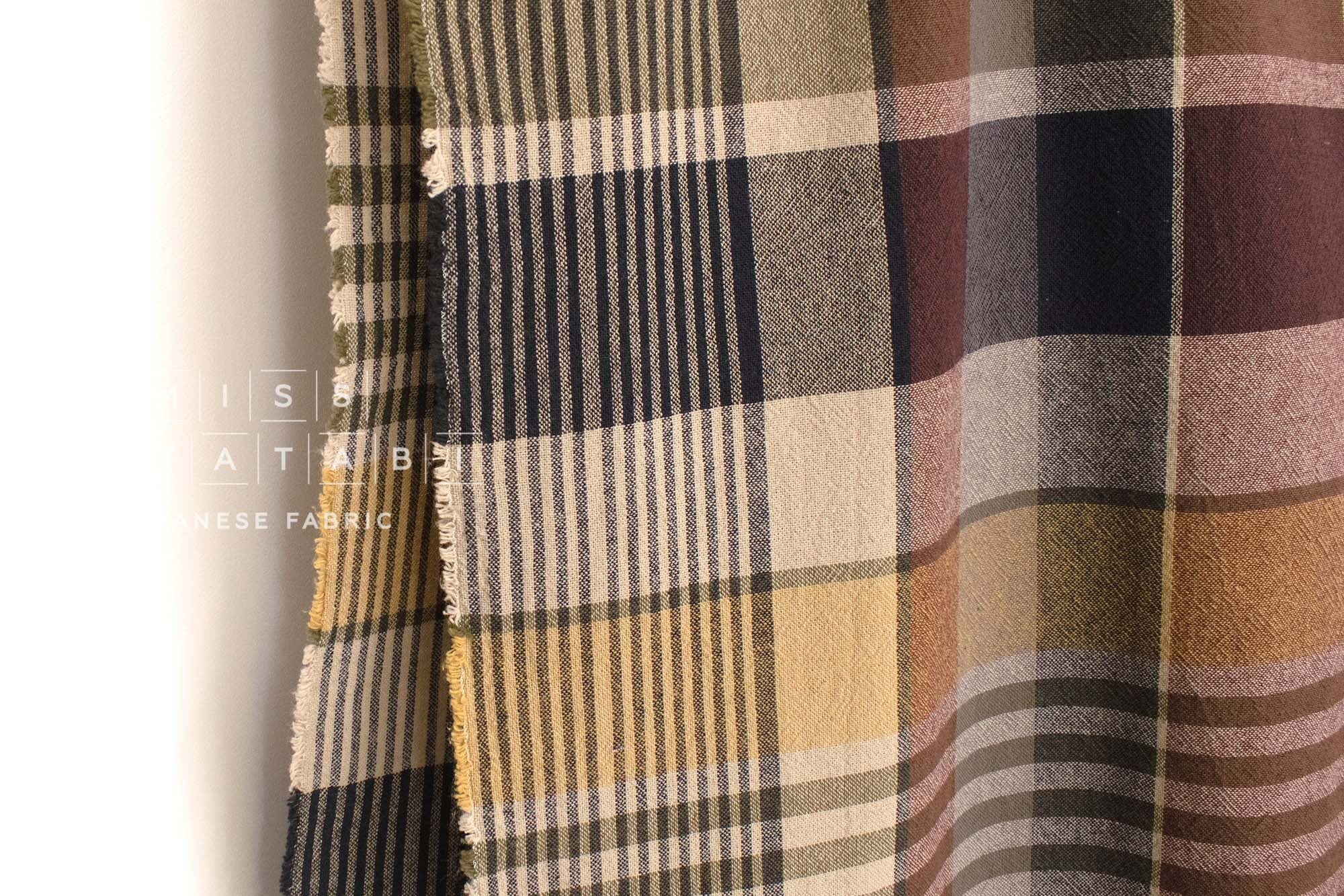 Japanese Fabric Shokunin Collection Deadstock Yarn-Dyed Big Plaid - 2 - 50cm