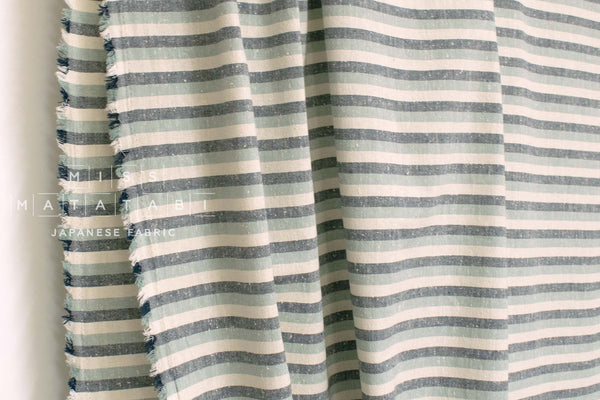 Japanese Fabric Shokunin Collection Deadstock Yarn-Dyed Slub Stripes - blue - 50cm