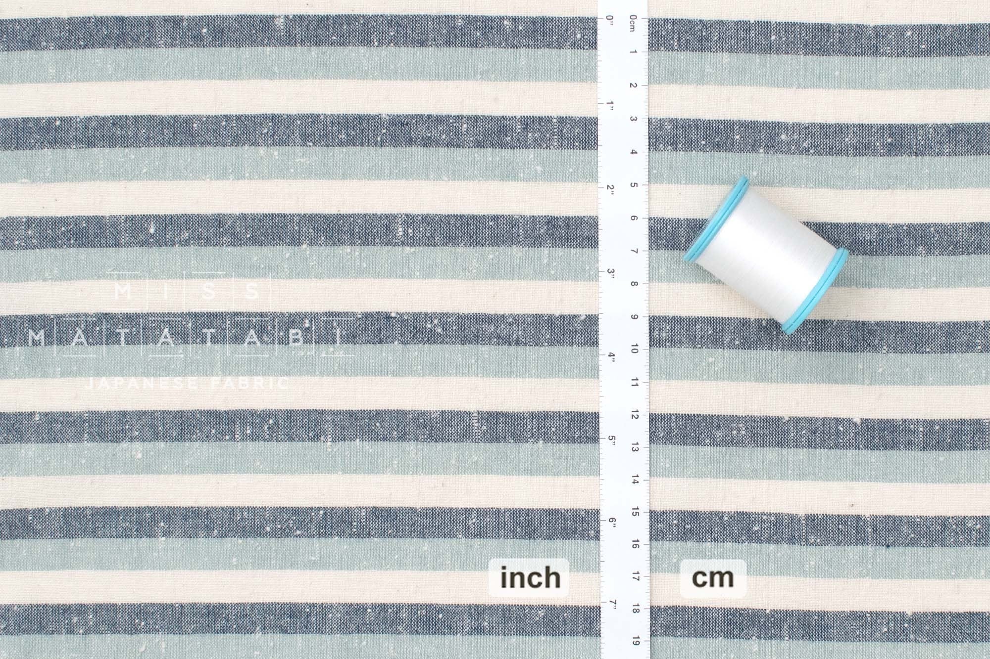 Japanese Fabric Shokunin Collection Deadstock Yarn-Dyed Slub Stripes - blue - 50cm