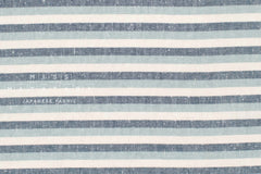 Japanese Fabric Shokunin Collection Deadstock Yarn-Dyed Slub Stripes - blue - 50cm