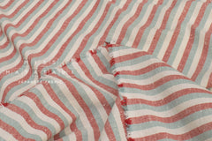 Japanese Fabric Shokunin Collection Deadstock Yarn-Dyed Slub Stripes - red - 50cm