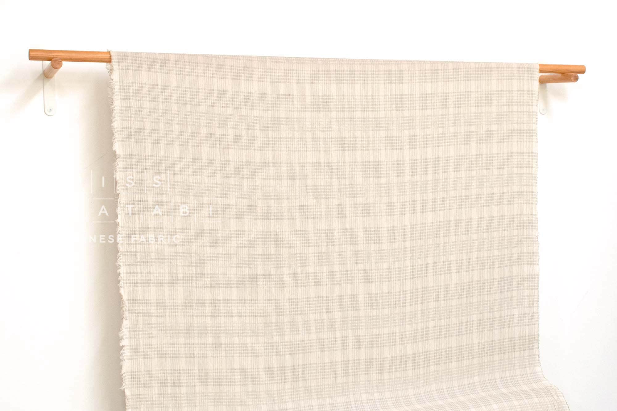 Japanese Fabric Shokunin Collection Yarn Dyed Sashiko Stitch - cream - 50cm