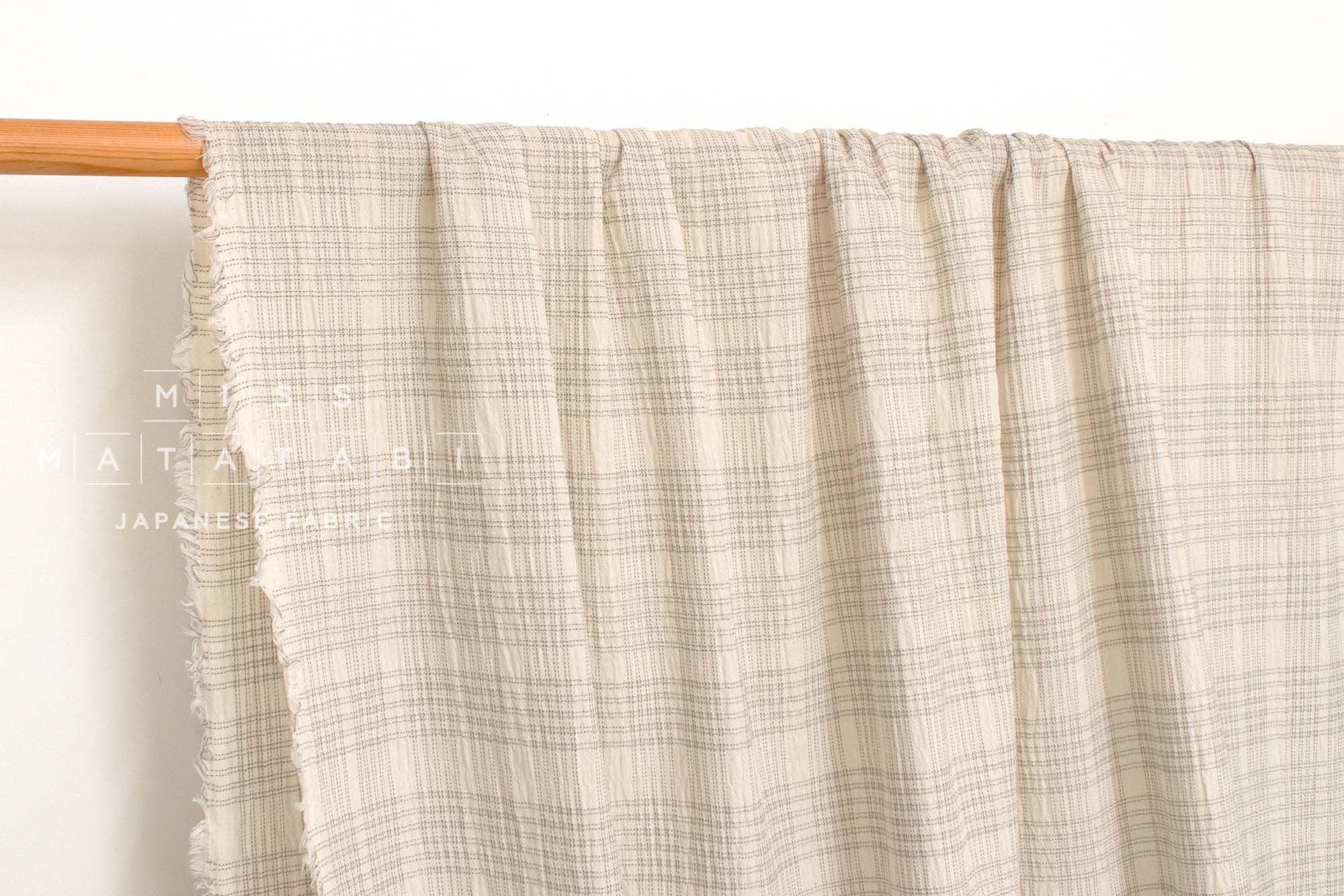 Japanese Fabric Shokunin Collection Yarn Dyed Sashiko Stitch - cream - 50cm