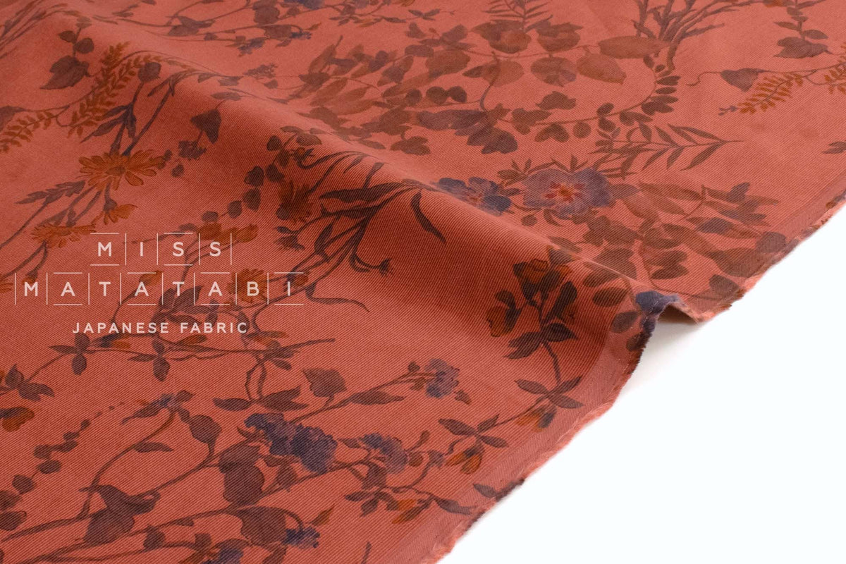 Japanese Fabric Corduroy Daisy Trail - C - 50cm