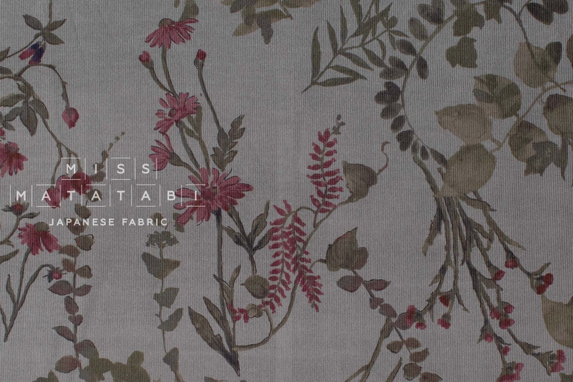 Japanese Fabric Corduroy Daisy Trail - E - 50cm